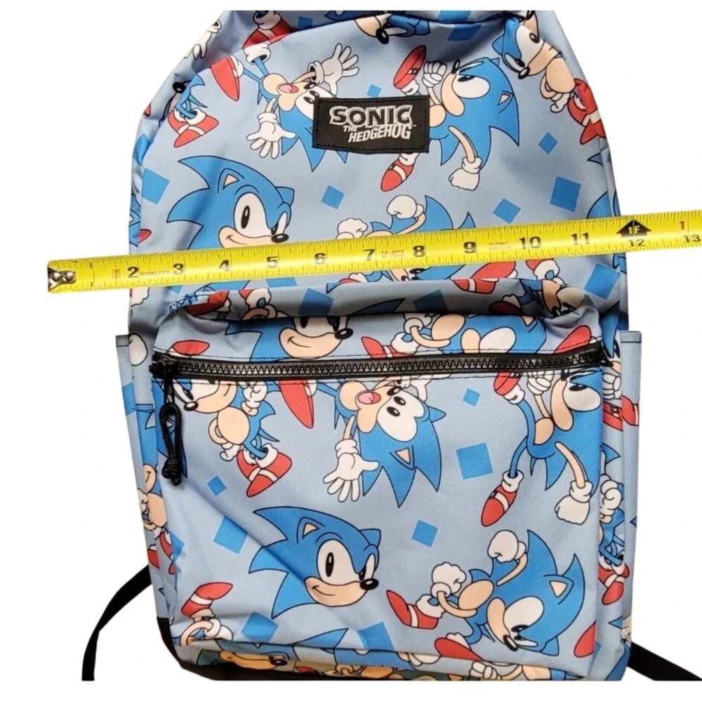 Sonic the Hedgehog Backpack Kids Blue Excellent All Over Print Gamer School Bag